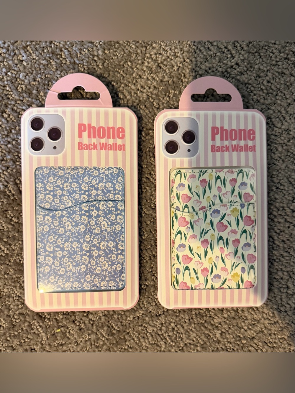 NIB Kirklands Floral Phone Back Wallets in Blue and Pink Floral